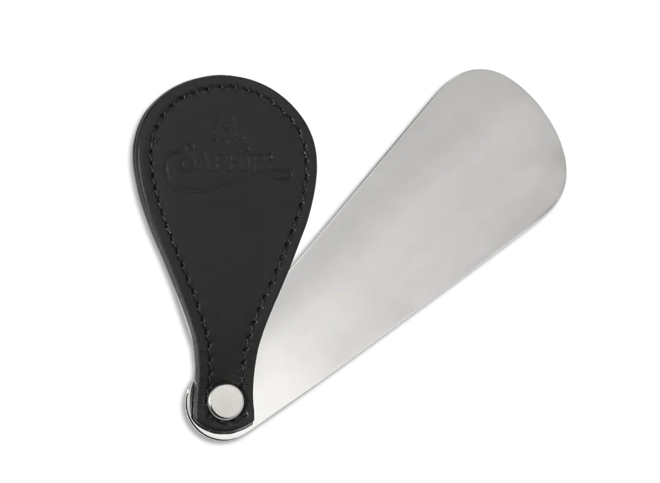 Saphir Reiseschuhanzieher Schuhlöffel 19,5 cm Schwarz Leder