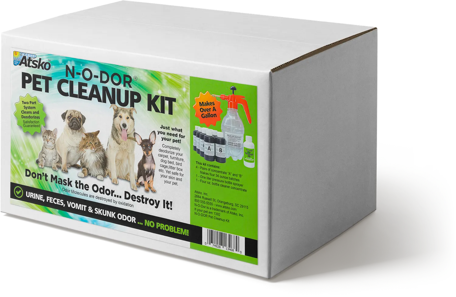 Atsko N-O-DOR Pet Clean-Up Kit 4x2 Flaschen + Sprüher