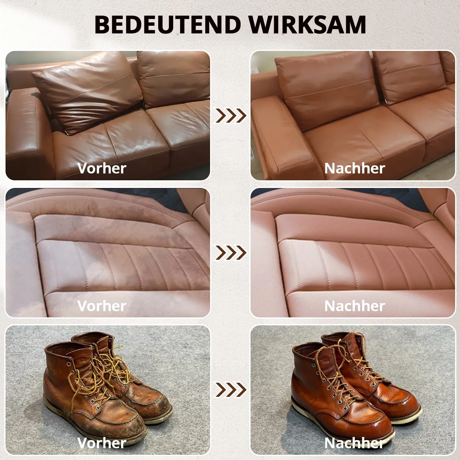 Sanyhom Lederpflegeset Reiniger 4-teilig Glattleder