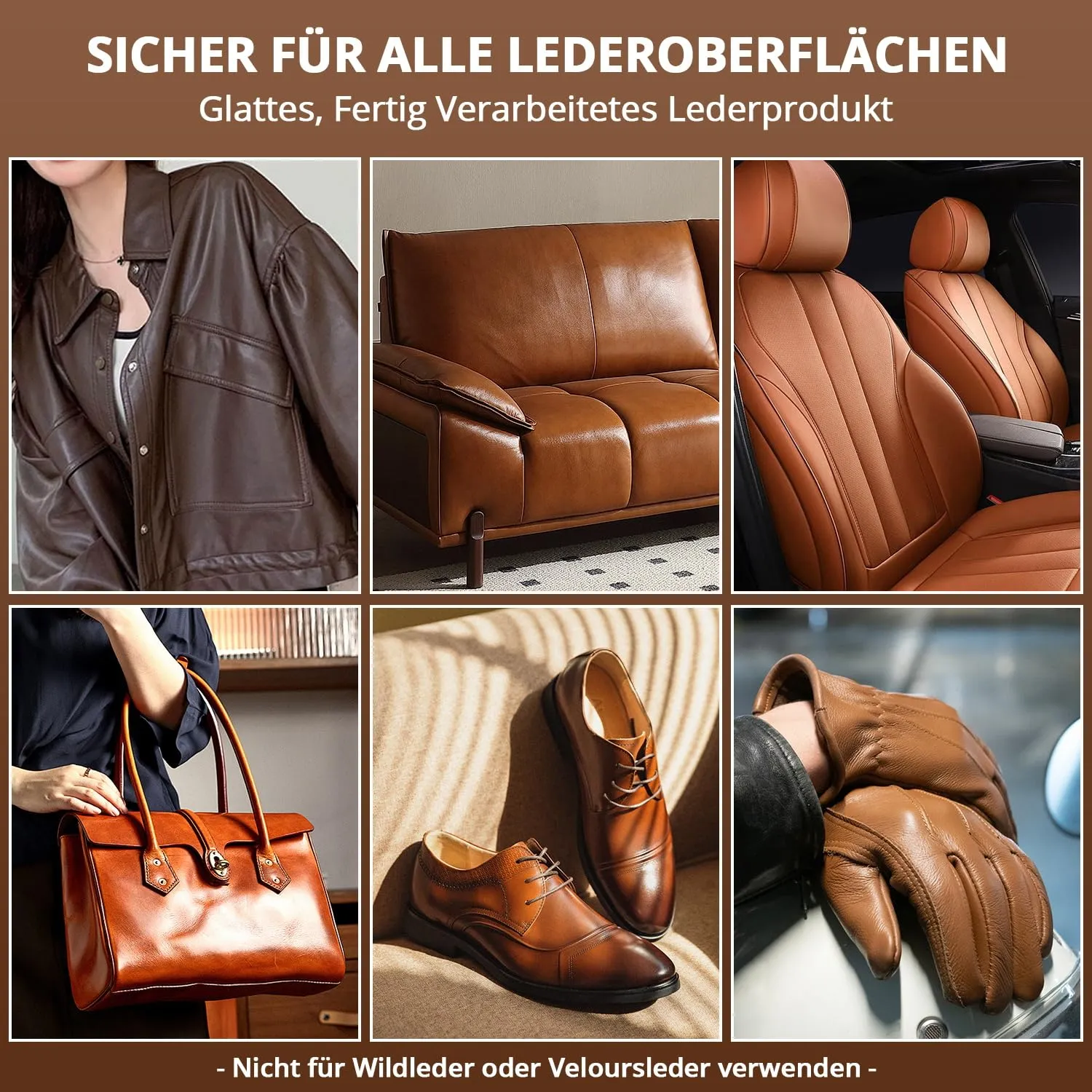 Sanyhom Lederpflegeset Reiniger 4-teilig Glattleder