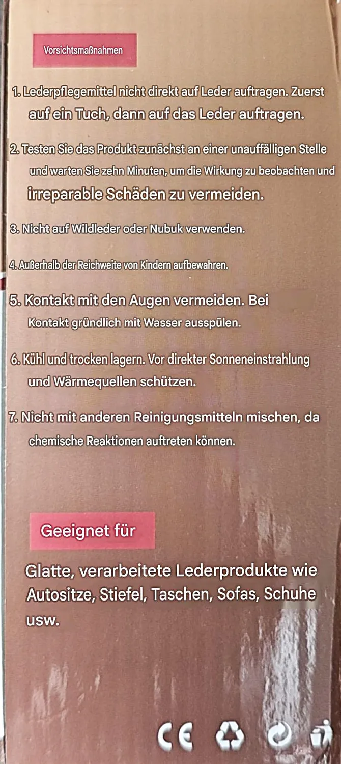 Sanyhom Lederpflegeset Reiniger 4-teilig Glattleder