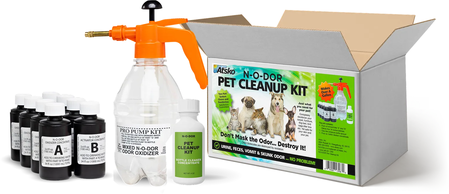 Atsko N-O-DOR Pet Clean-Up Kit 4x2 Flaschen + Sprüher