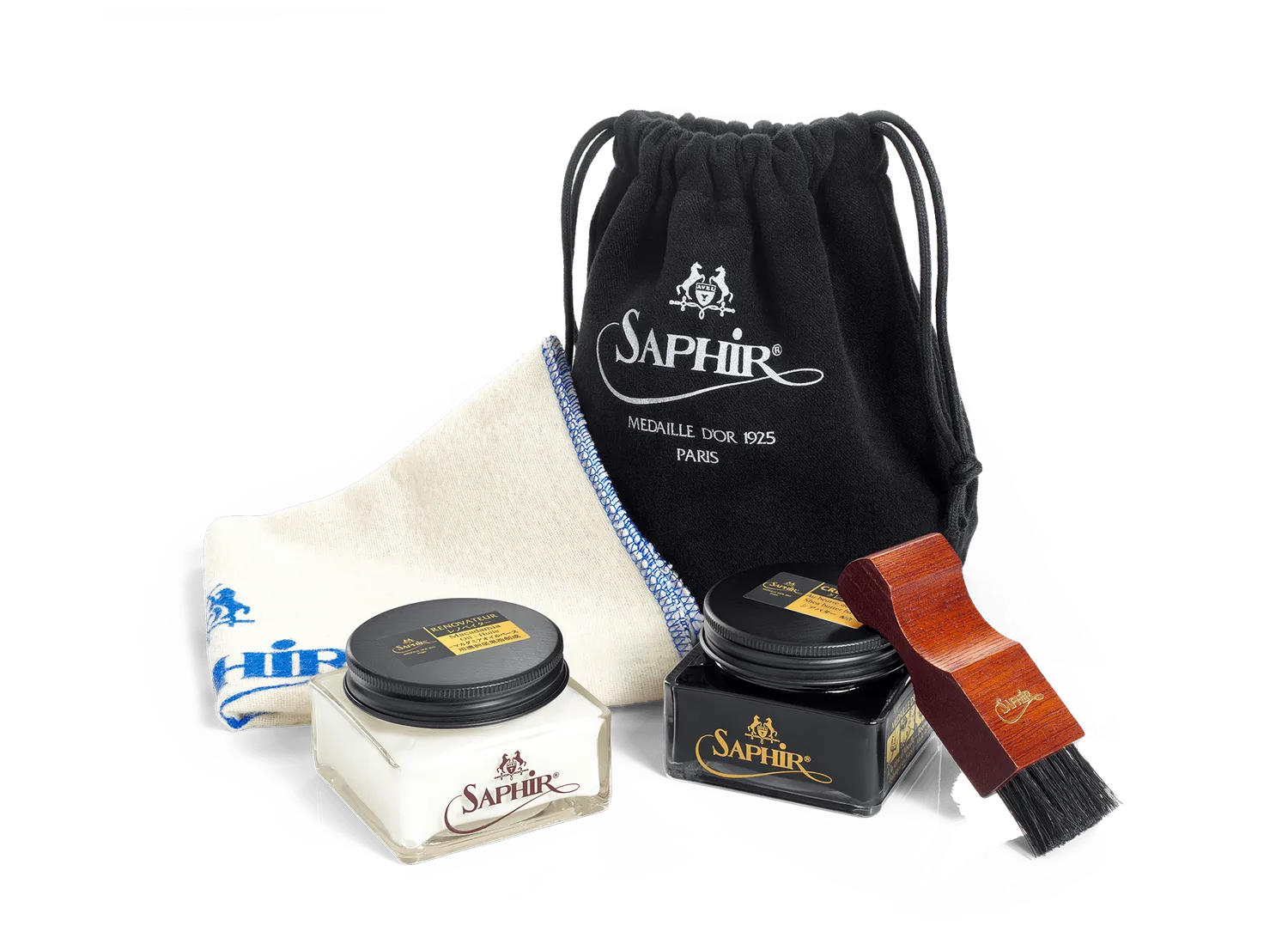 Saphir Reisekit Schuhpflege Set Macadamia Schwarz