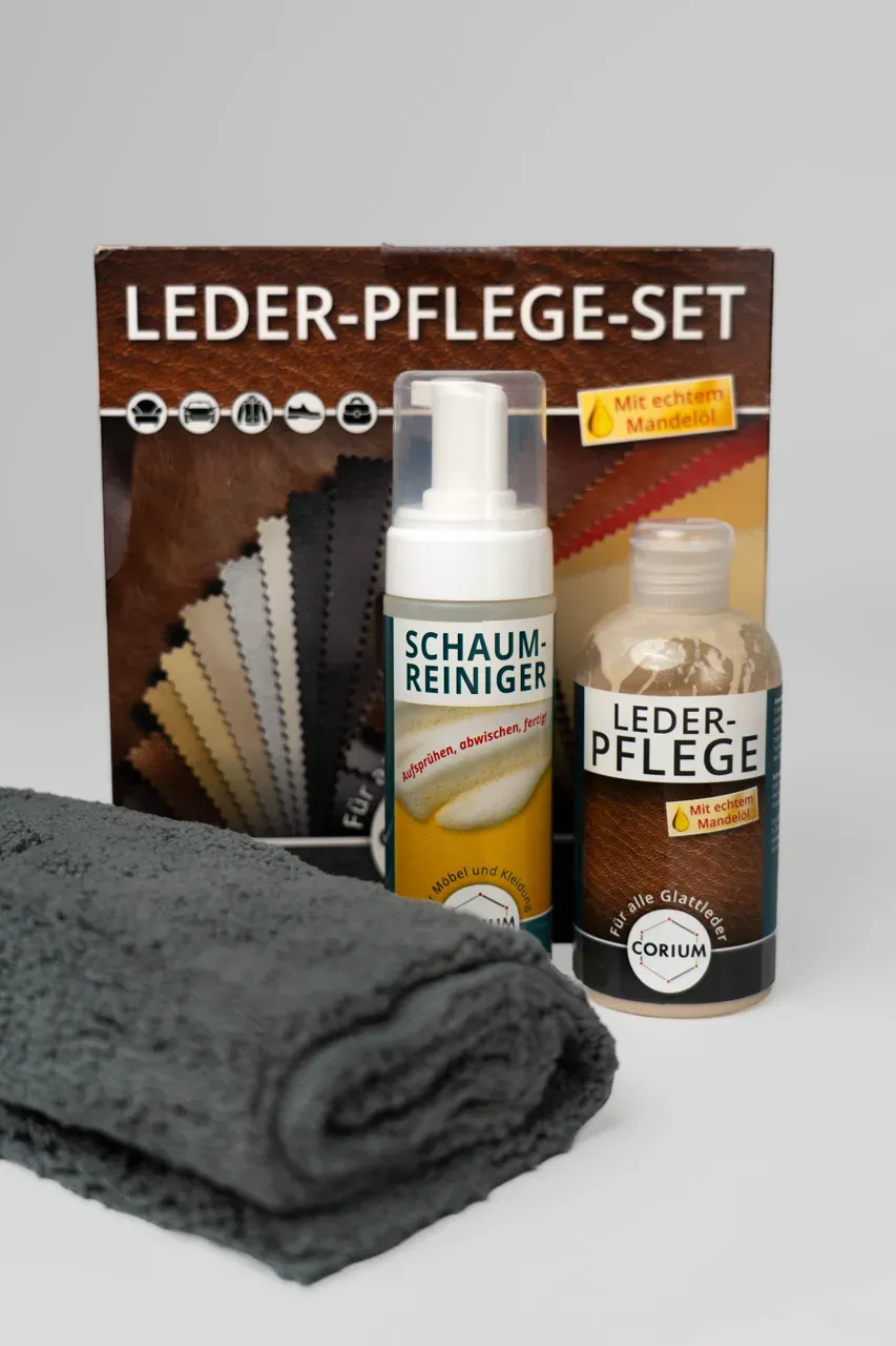 cura corii Leder-Pflege-Set 150+200 ml mit Tuch